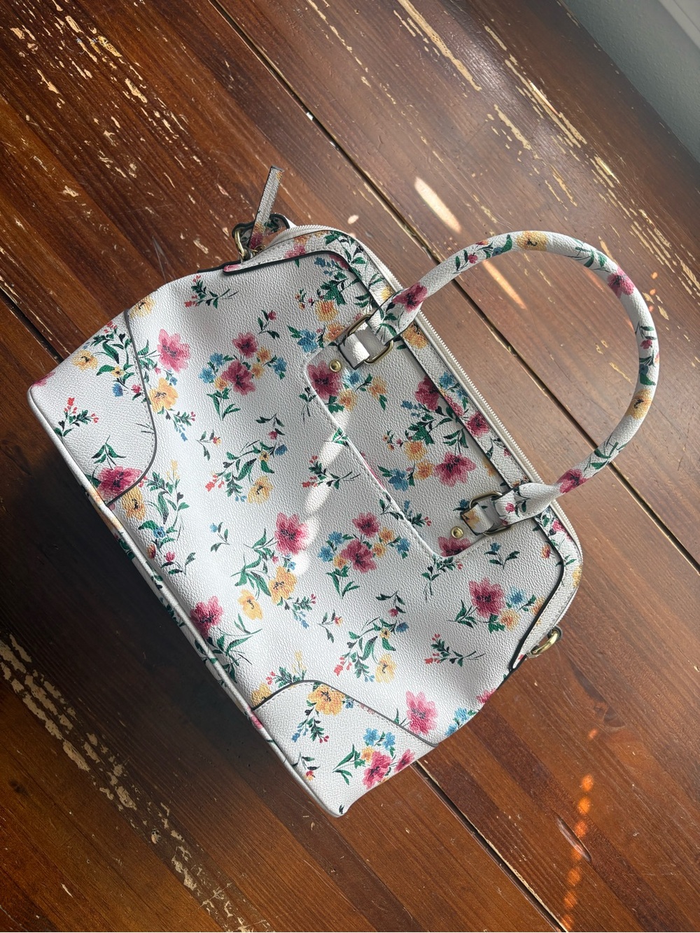Liz Claiborne Cream Floral Dome Satchel with Multicolor Blooms - Picture 7 of 8